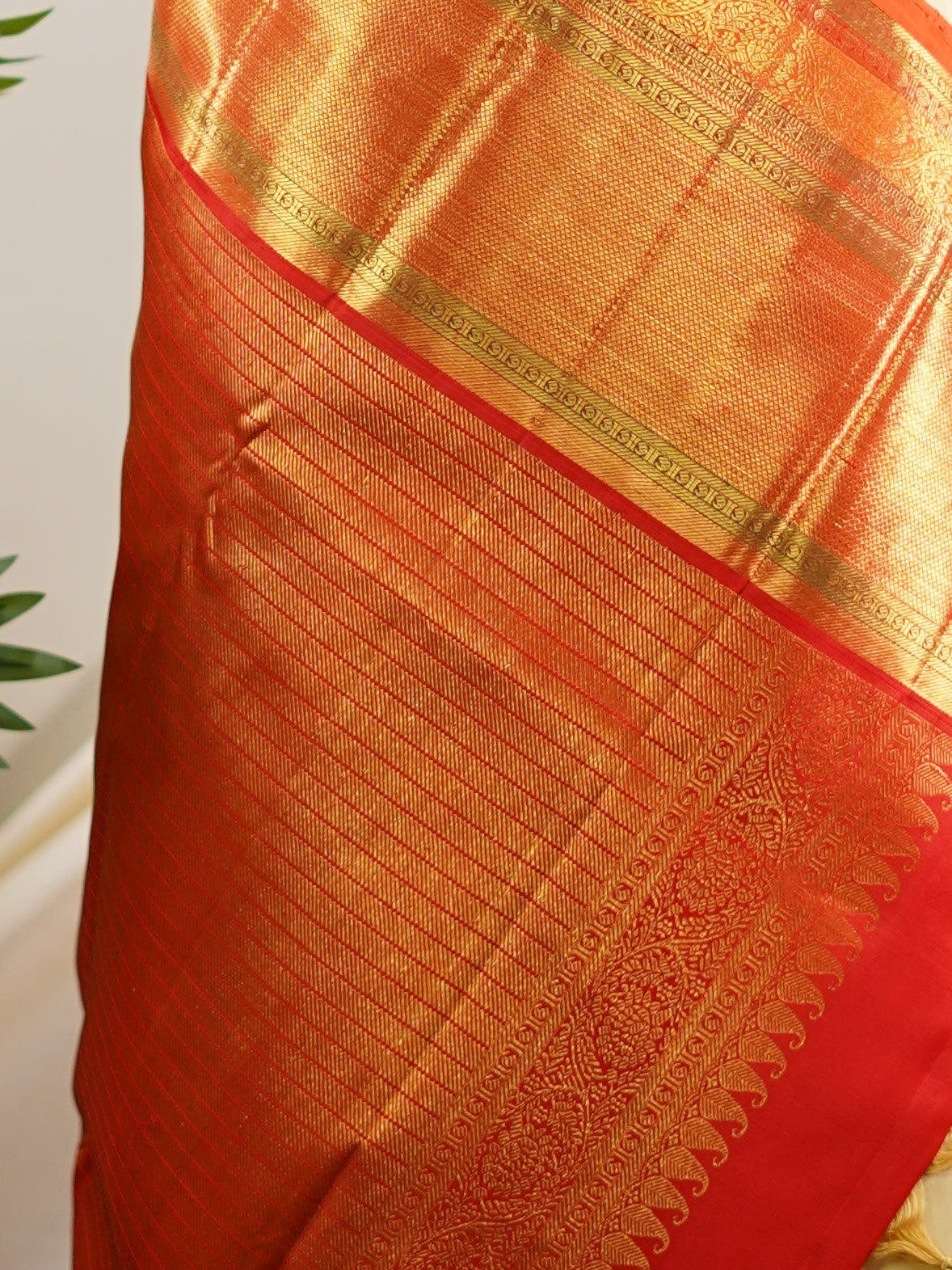 Kanchipuram Silk Cream 100% Pure Silk  - Manoranjitham Weaves - Handloom Store