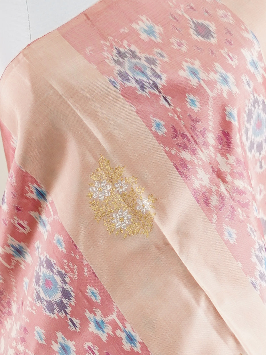 Kanchipuram Silk Onion Pink 100% Pure Silk  - Manoranjitham Weaves - Handloom Store