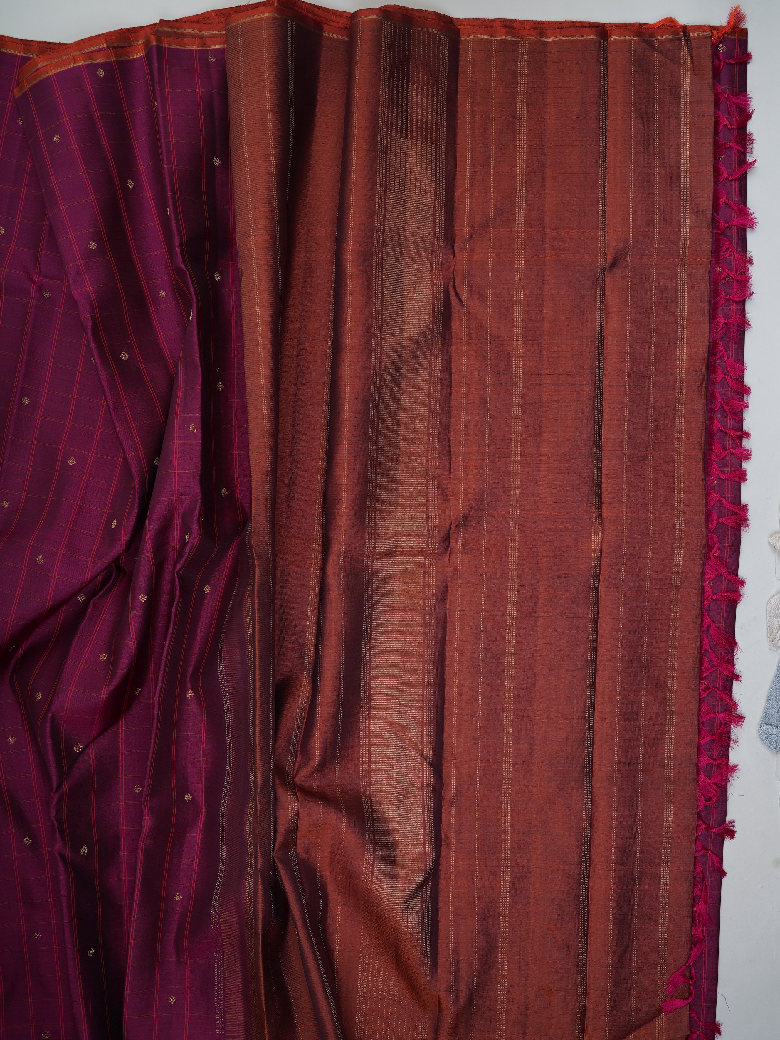 Kanchipuram Silk Magentanta Pink 100% Pure Silk  - Manoranjitham Weaves - Handloom Store