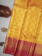 Kanchipuram Silk Yellow 100% Pure Silk  Manoranjitham Weaves - Handloom Store
