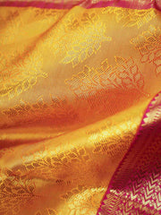 Kanchipuram Silk Yellow 100% Pure Silk  Manoranjitham Weaves - Handloom Store