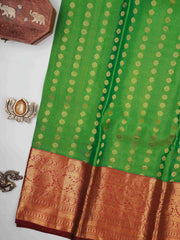 Kanchipuram Silk Green 100% Pure Silk  Manoranjitham Weaves - Handloom Store