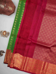 Kanchipuram Silk Green 100% Pure Silk  Manoranjitham Weaves - Handloom Store
