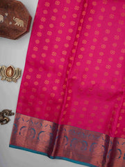 Kanchipuram Silk Hot Pink 100% Pure Silk  Manoranjitham Weaves - Handloom Store
