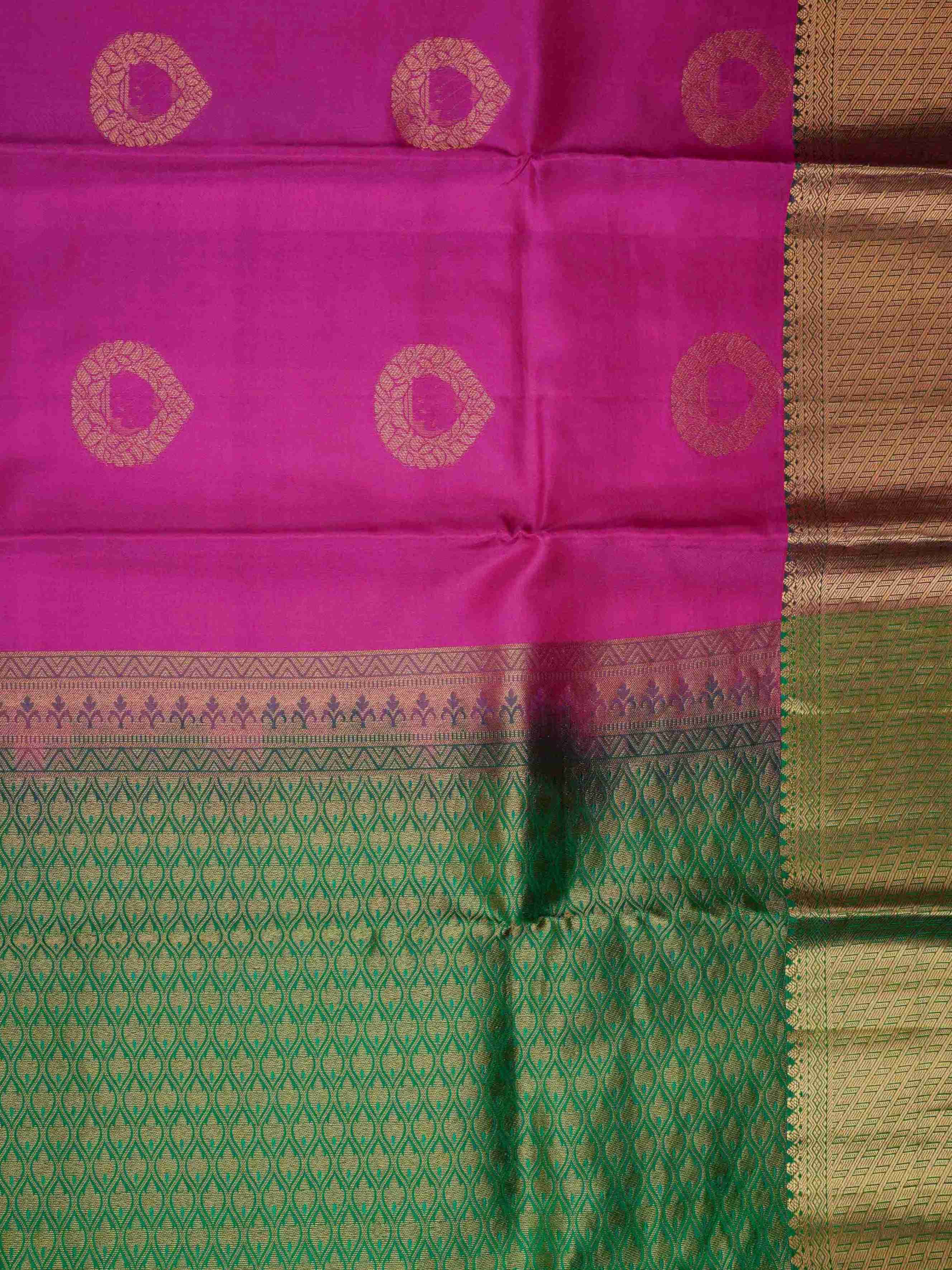Kanchipuram Silk Pink 100% Pure Silk  Manoranjitham Weaves - Handloom Store