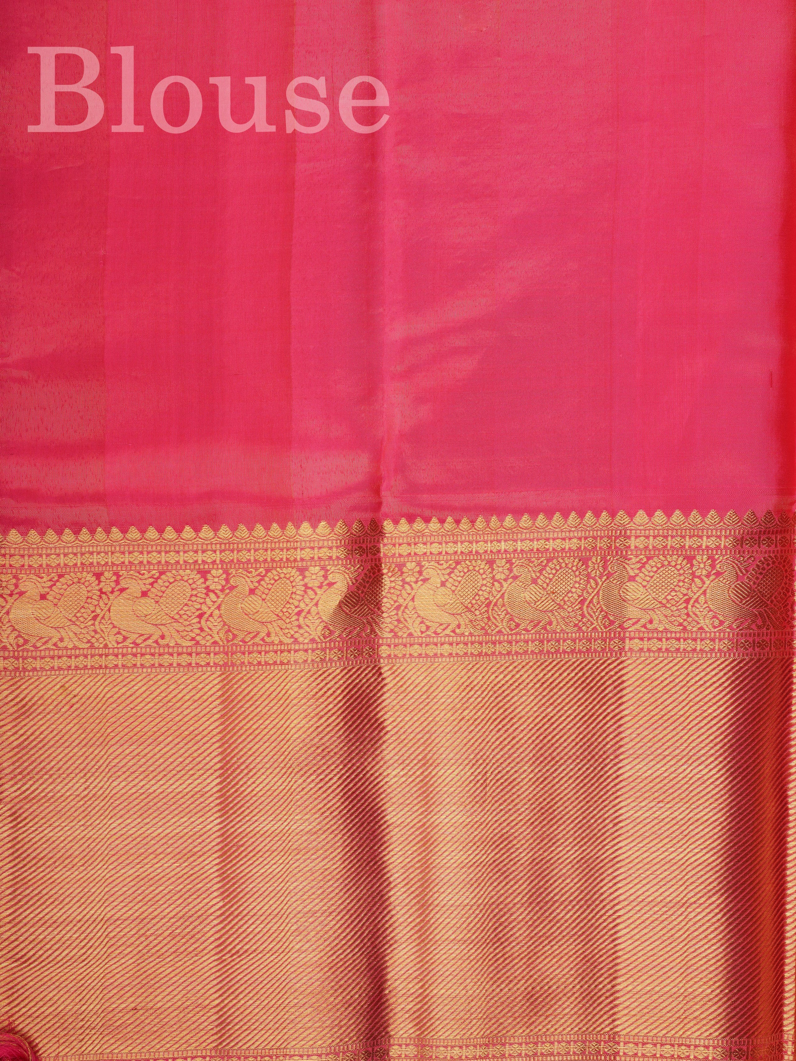 Kanchipuram Silk Hot Pink 100% Pure Silk  Manoranjitham Weaves - Handloom Store
