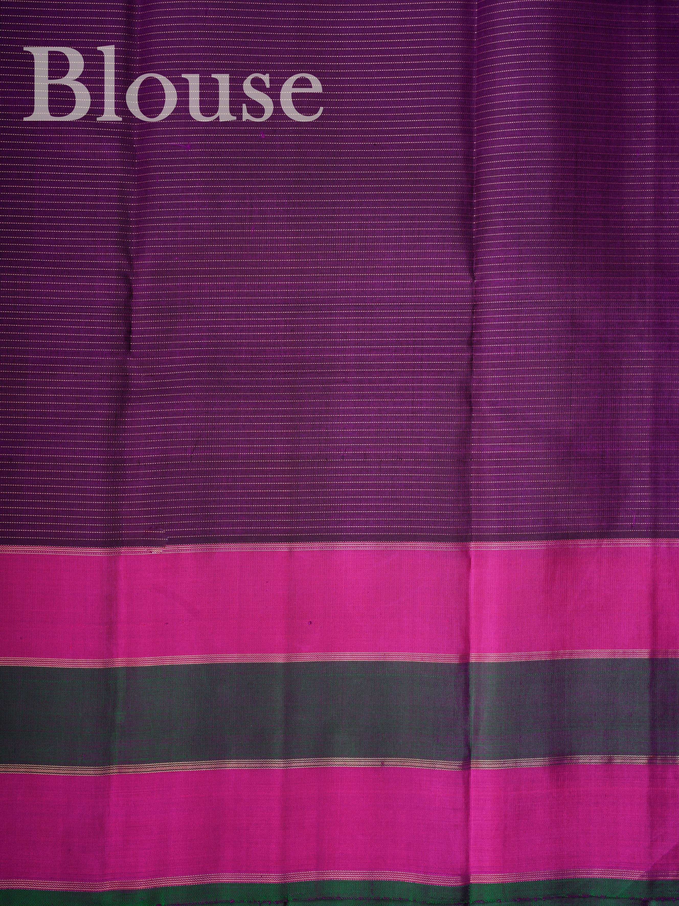 Kanchipuram Silk Brinjal 100% Pure Silk  - Manoranjitham Weaves - Handloom Store