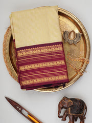 Kanchipuram Silk Cream 100% Pure Silk  Manoranjitham Weaves - Handloom Store