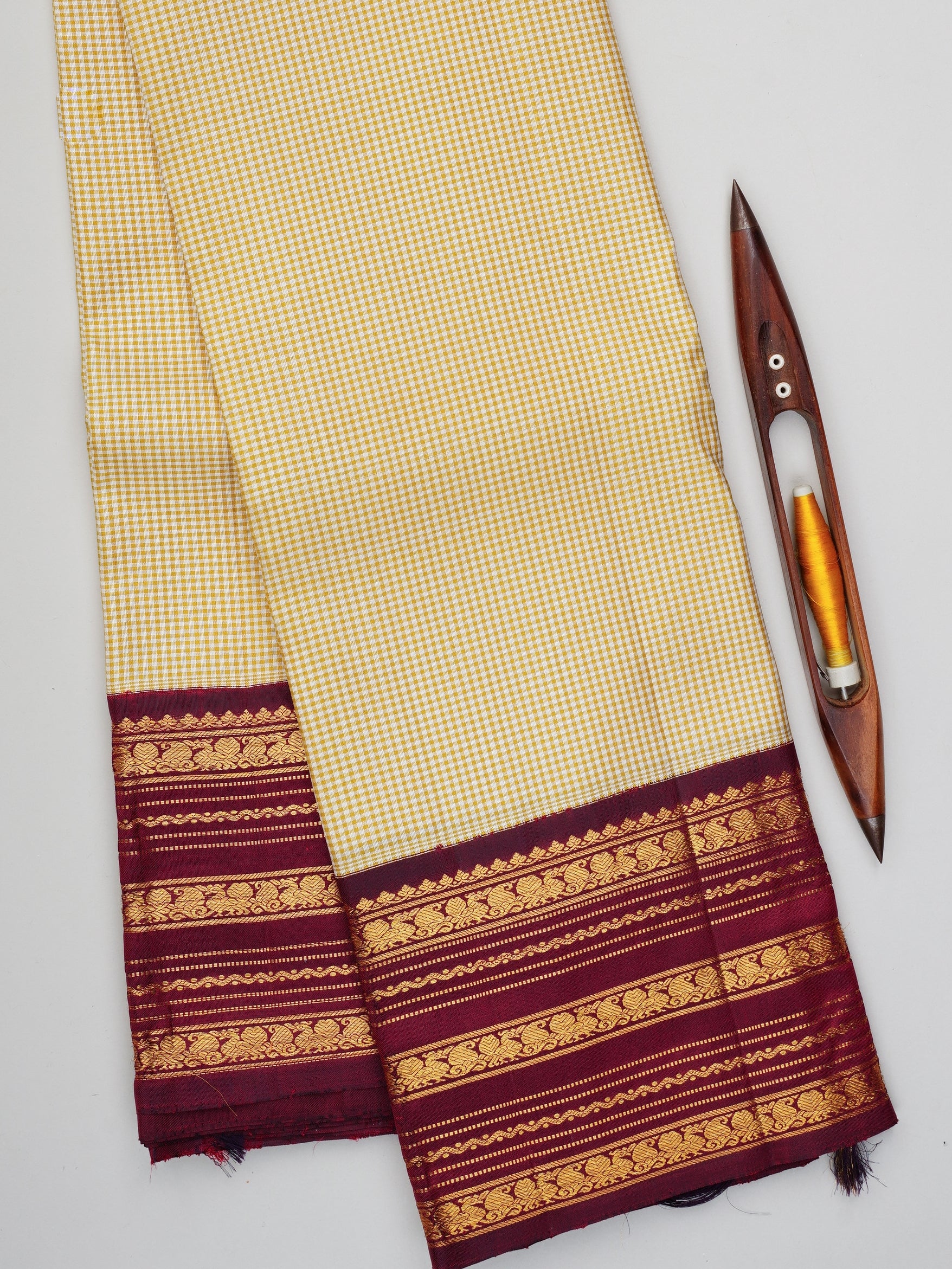 Kanchipuram Silk Cream 100% Pure Silk  Manoranjitham Weaves - Handloom Store