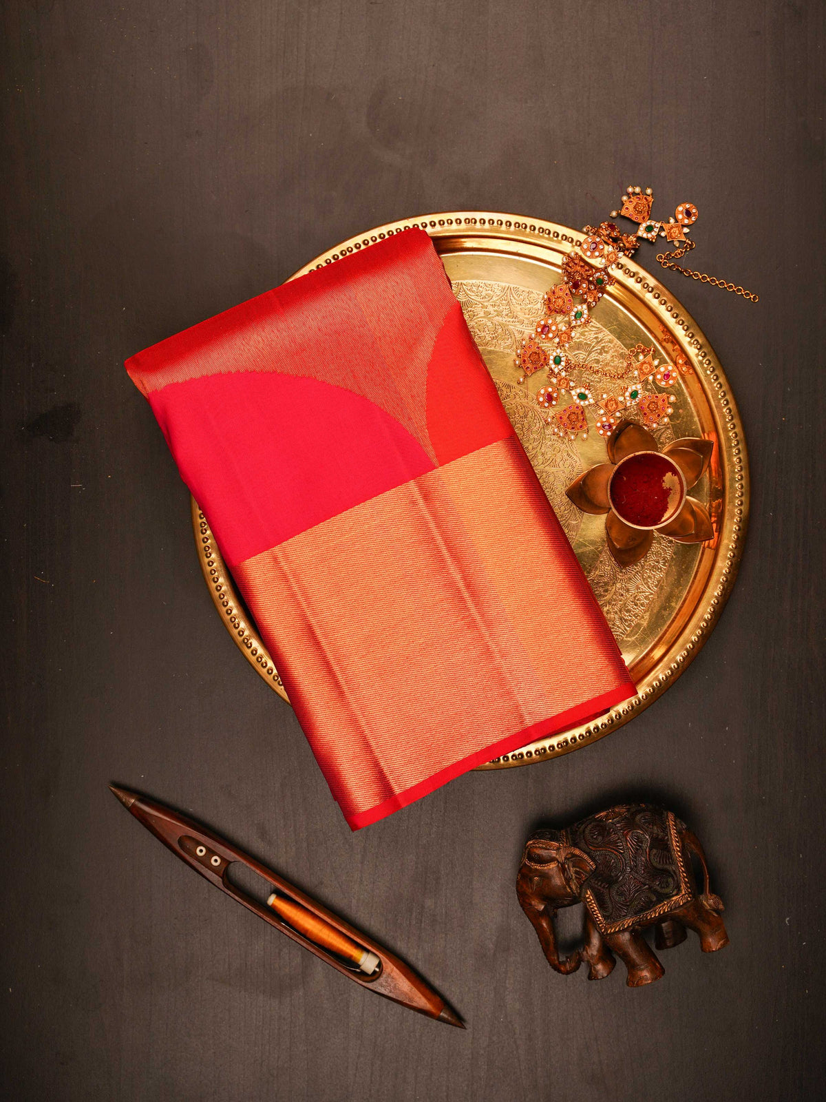 Kanchipuram Silk Red 100% Pure Silk 