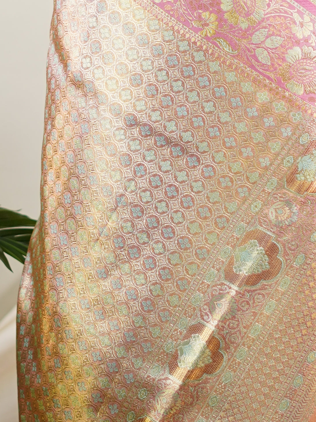Kanchipuram Silk Peach 100% Pure Silk  - Manoranjitham Weaves - Handloom Store