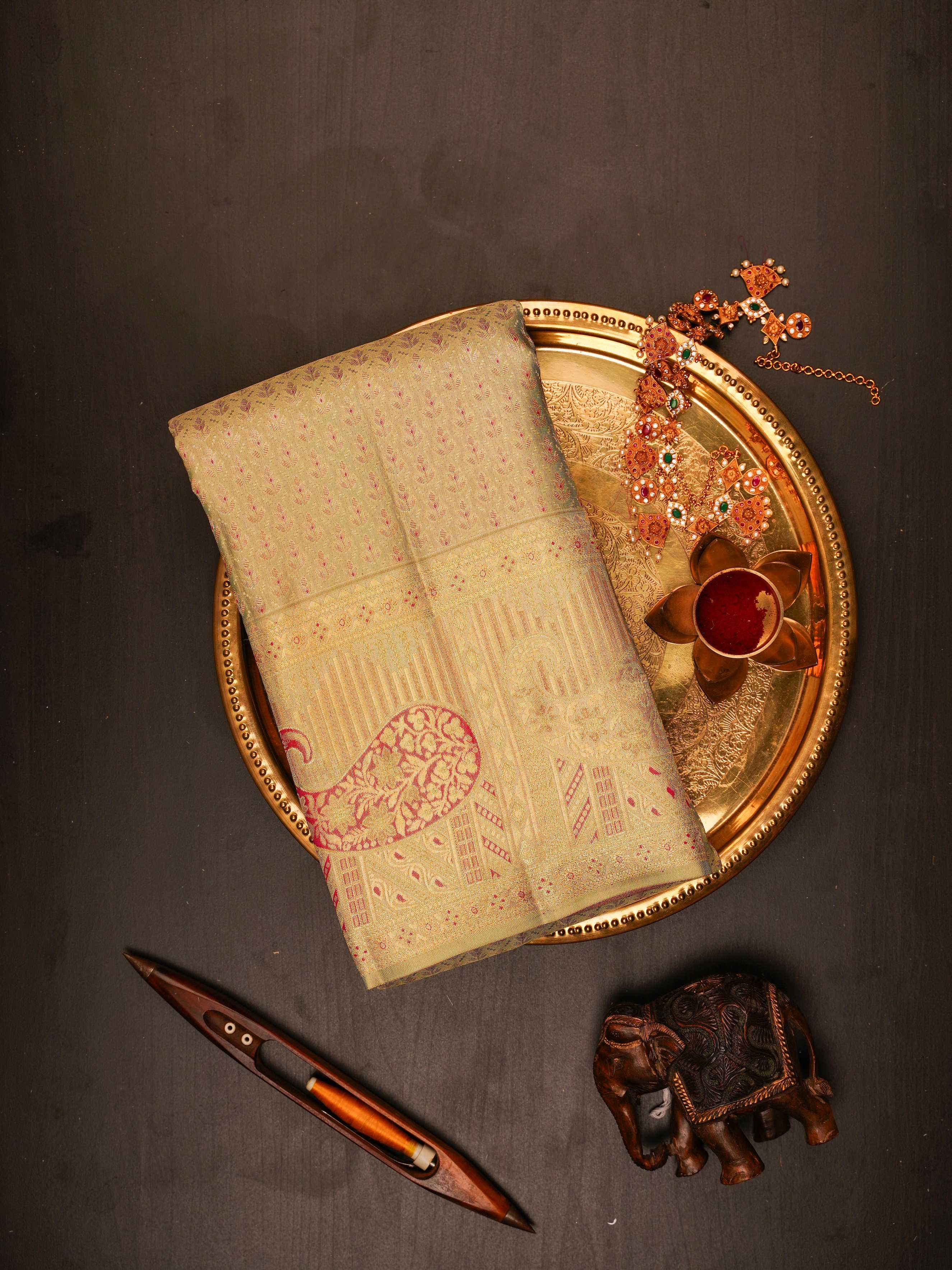 Kanchipuram Silk Light Mint Green 100% Pure Silk 