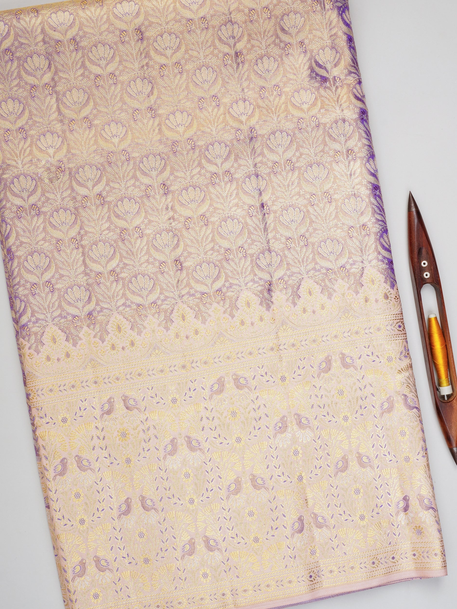 Kanchipuram Silk Lavender 100% Pure Silk  Manoranjitham Weaves - Handloom Store
