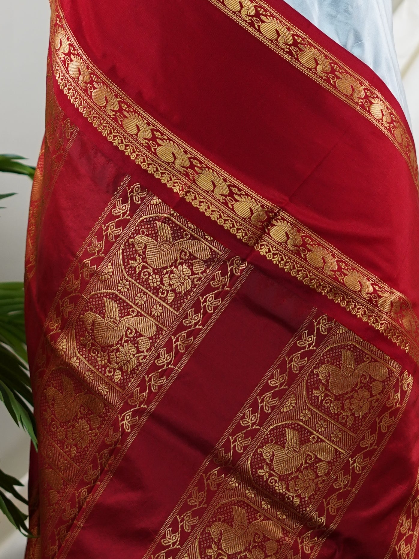 Narayanpet Cool Blue 100% Pure Silk  - Manoranjitham Weaves - Handloom Store