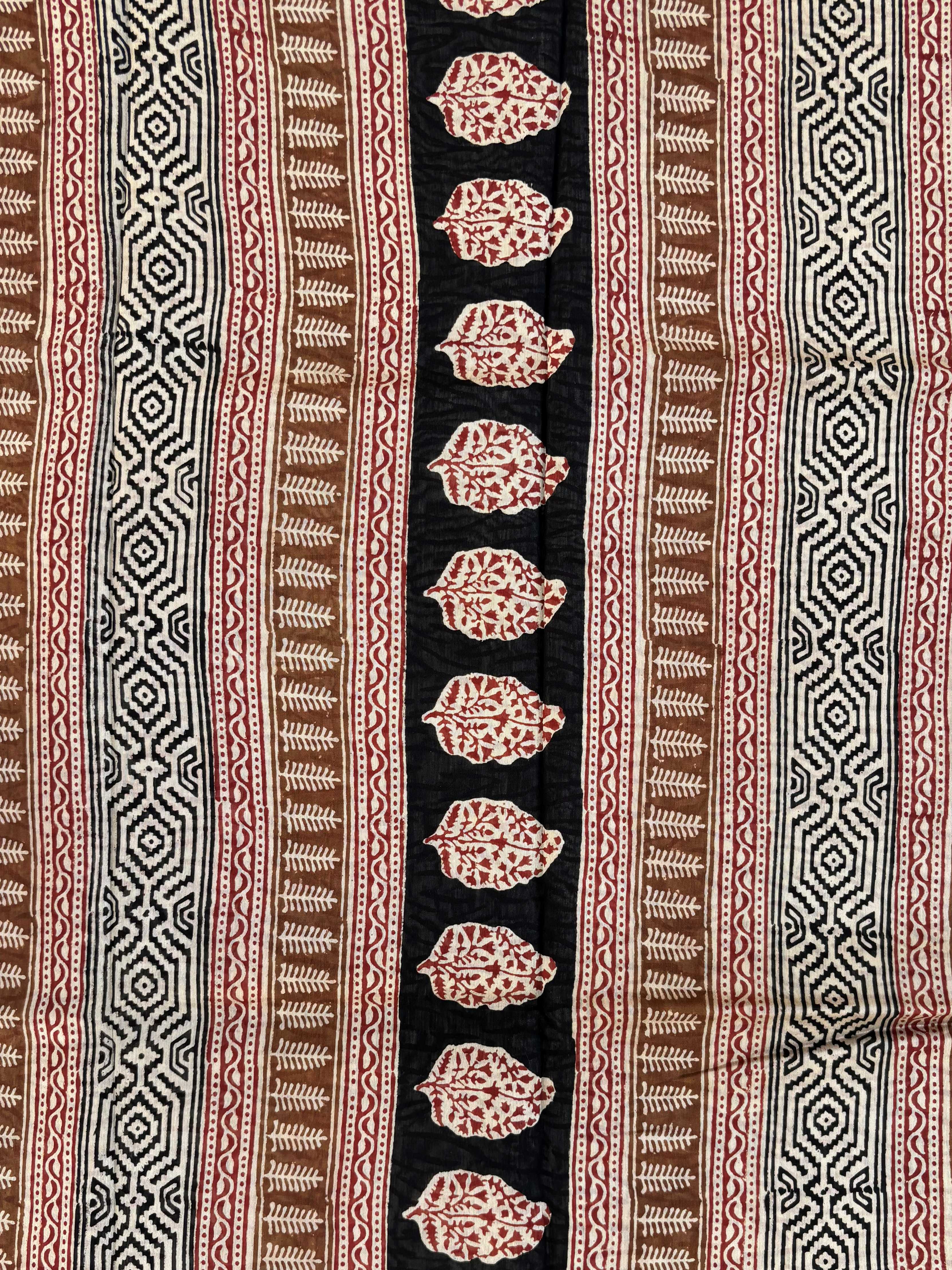 Maroon Chanderi Silk Cotton with Bagru Block Print