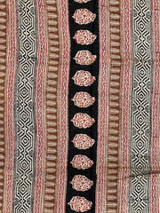 Maroon Chanderi Silk Cotton with Bagru Block Print