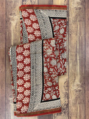 Maroon Chanderi Silk Cotton with Bagru Block Print