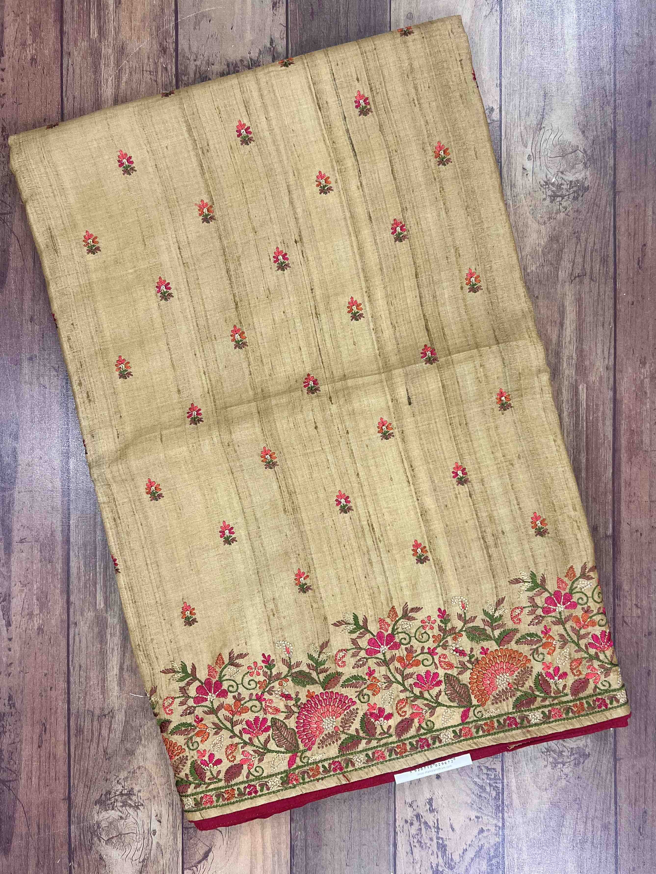 Tussar with hand embroidery