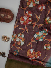 Tussars Mocha 100% Pure Tussar Manoranjitham Weaves - Handloom Store