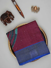 Tussars Purple 100% Pure Tussar Manoranjitham Weaves - Handloom Store