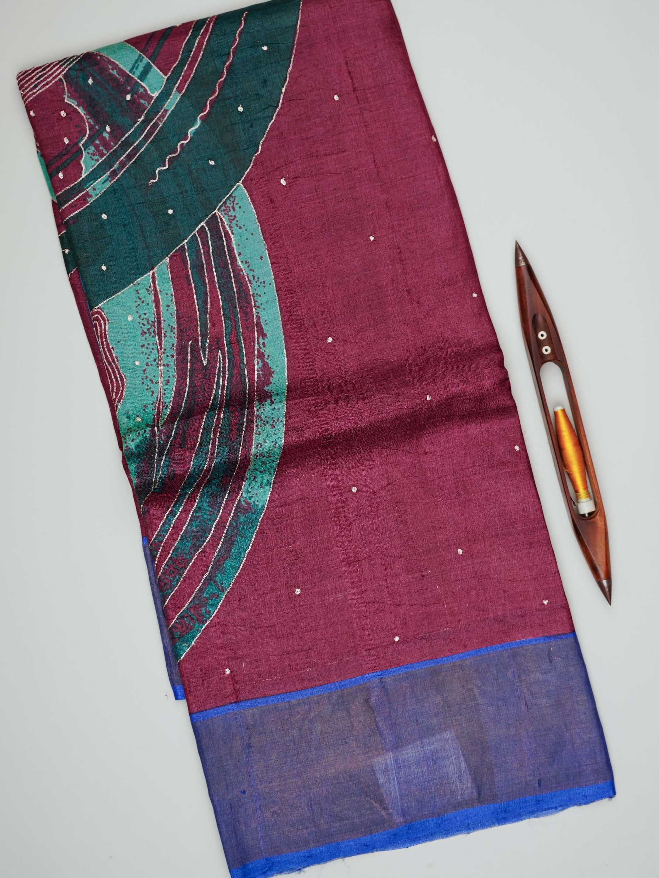 Tussars Purple 100% Pure Tussar Manoranjitham Weaves - Handloom Store