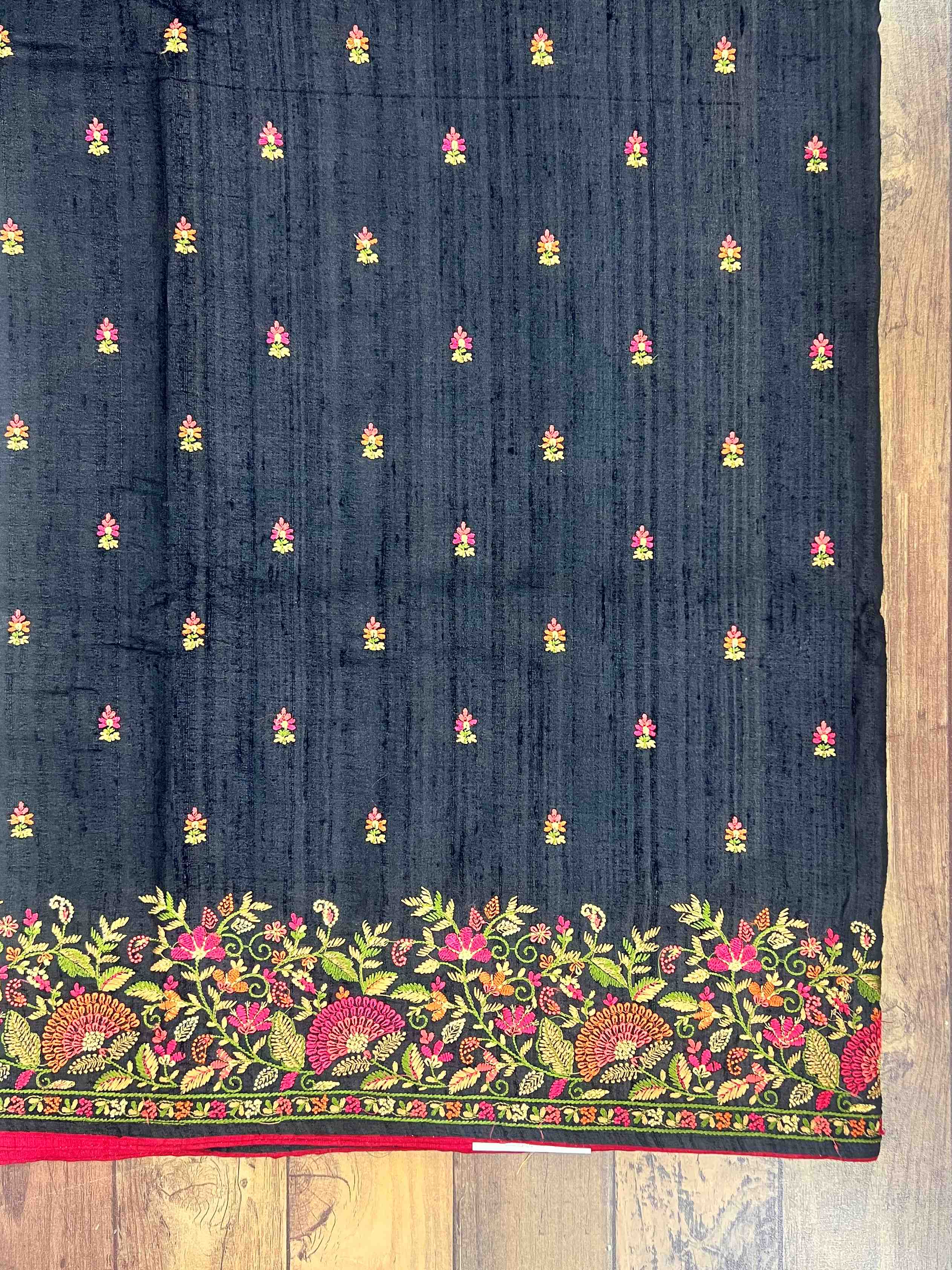 Tussar with hand embroidery