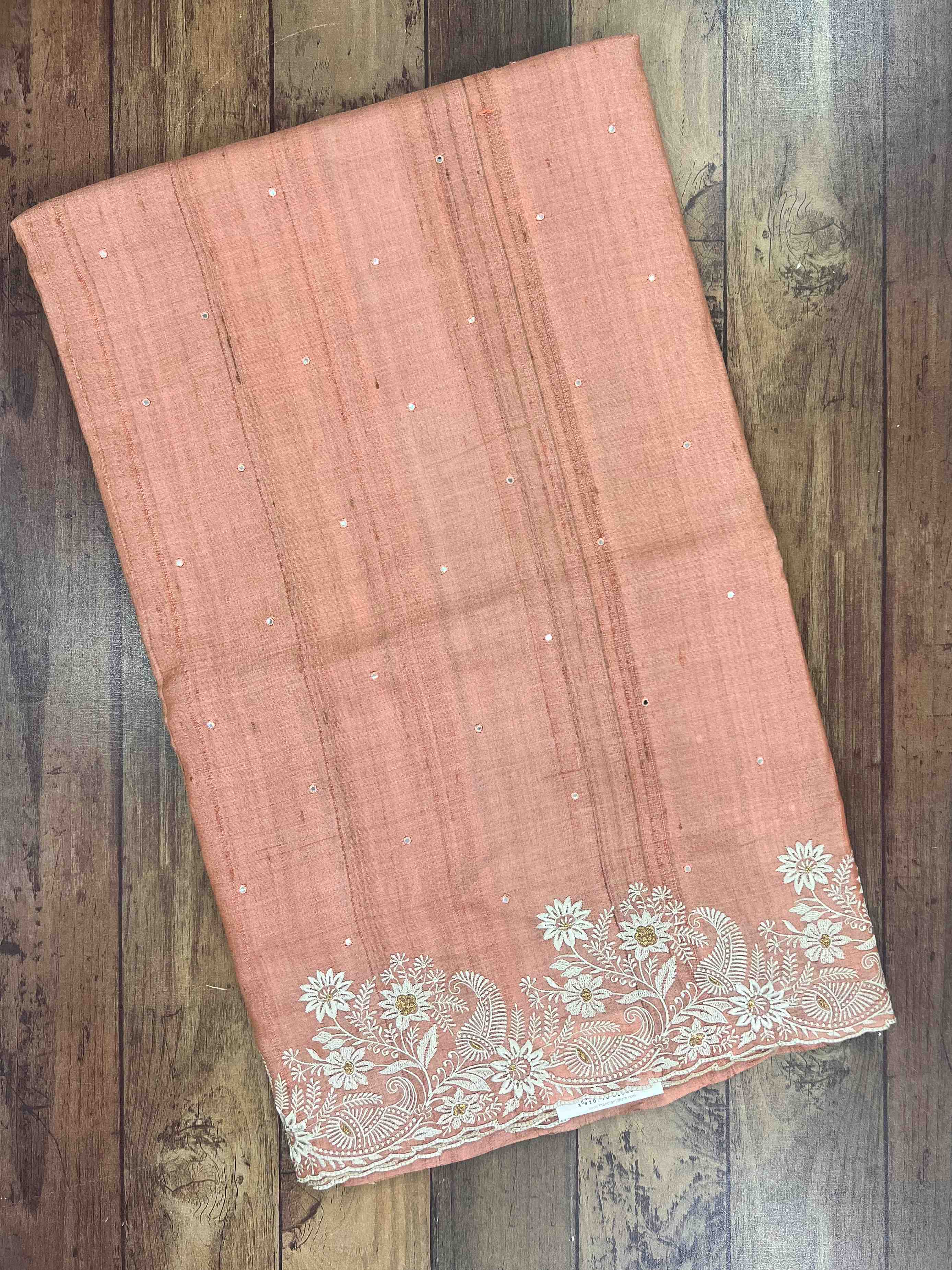 Tussar with hand embroidery  & Mirror work