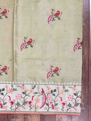 Tussar with zari border & hand embroidery