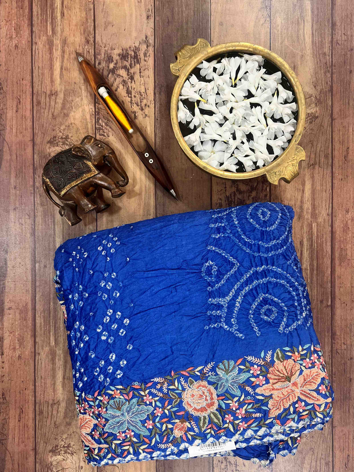 Pure Tussar with bandni and Pen Kalamkari