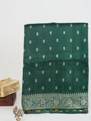 Georgette Green Tussar Georgette Manoranjitham Weaves - Handloom Store