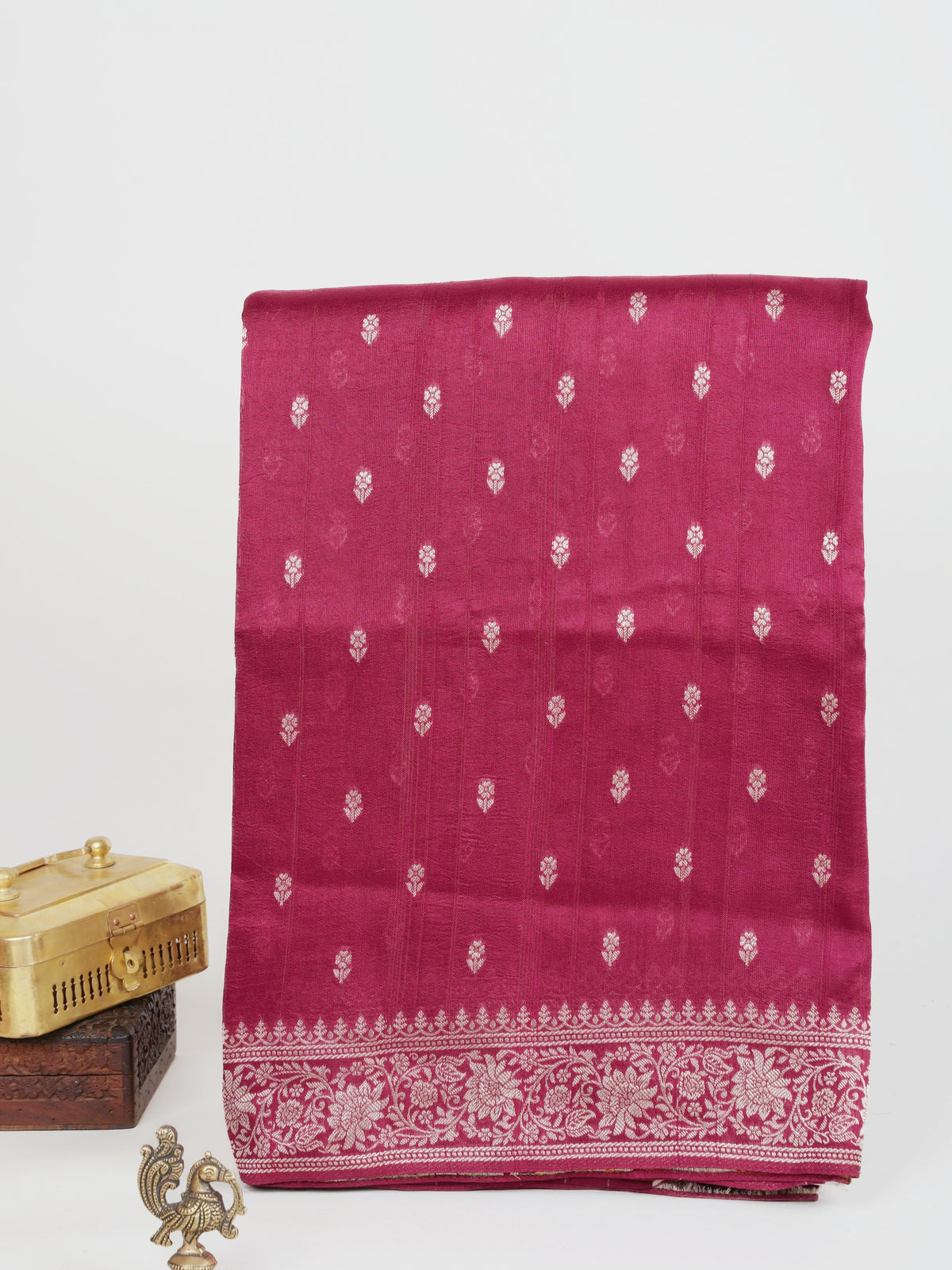 Georgette Maroon Tussar Georgette - Manoranjitham Weaves - Handloom Store