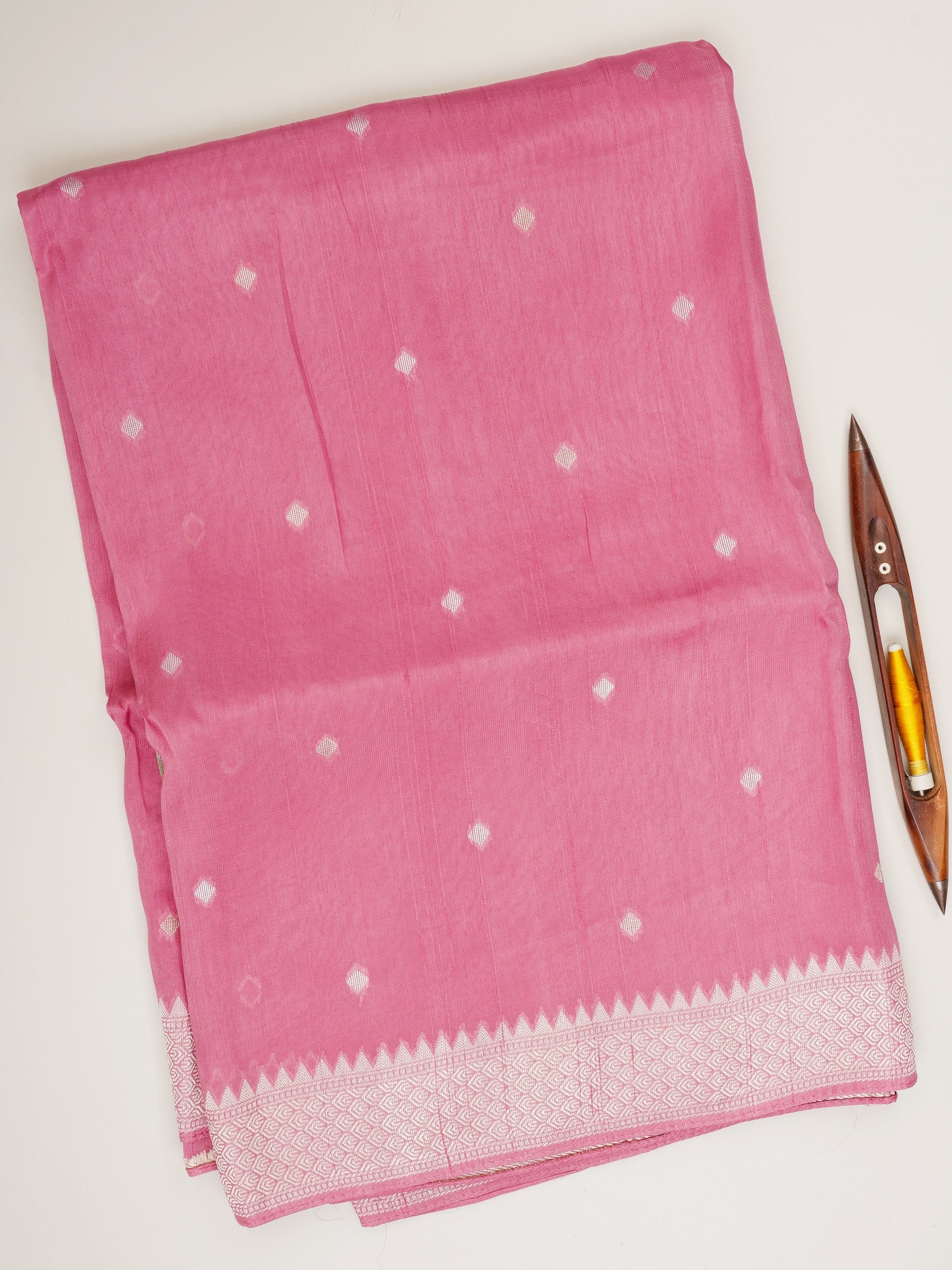 Georgette Baby Pink Tussar Georgette - Manoranjitham Weaves - Handloom Store