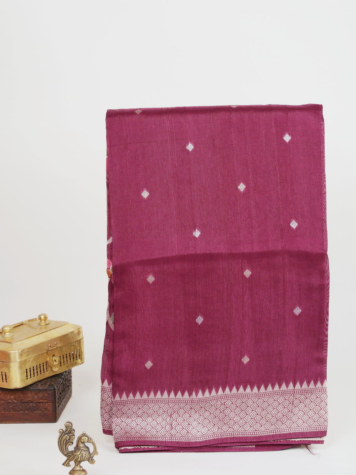 Georgette Maroon Tussar Georgette - Manoranjitham Weaves - Handloom Store