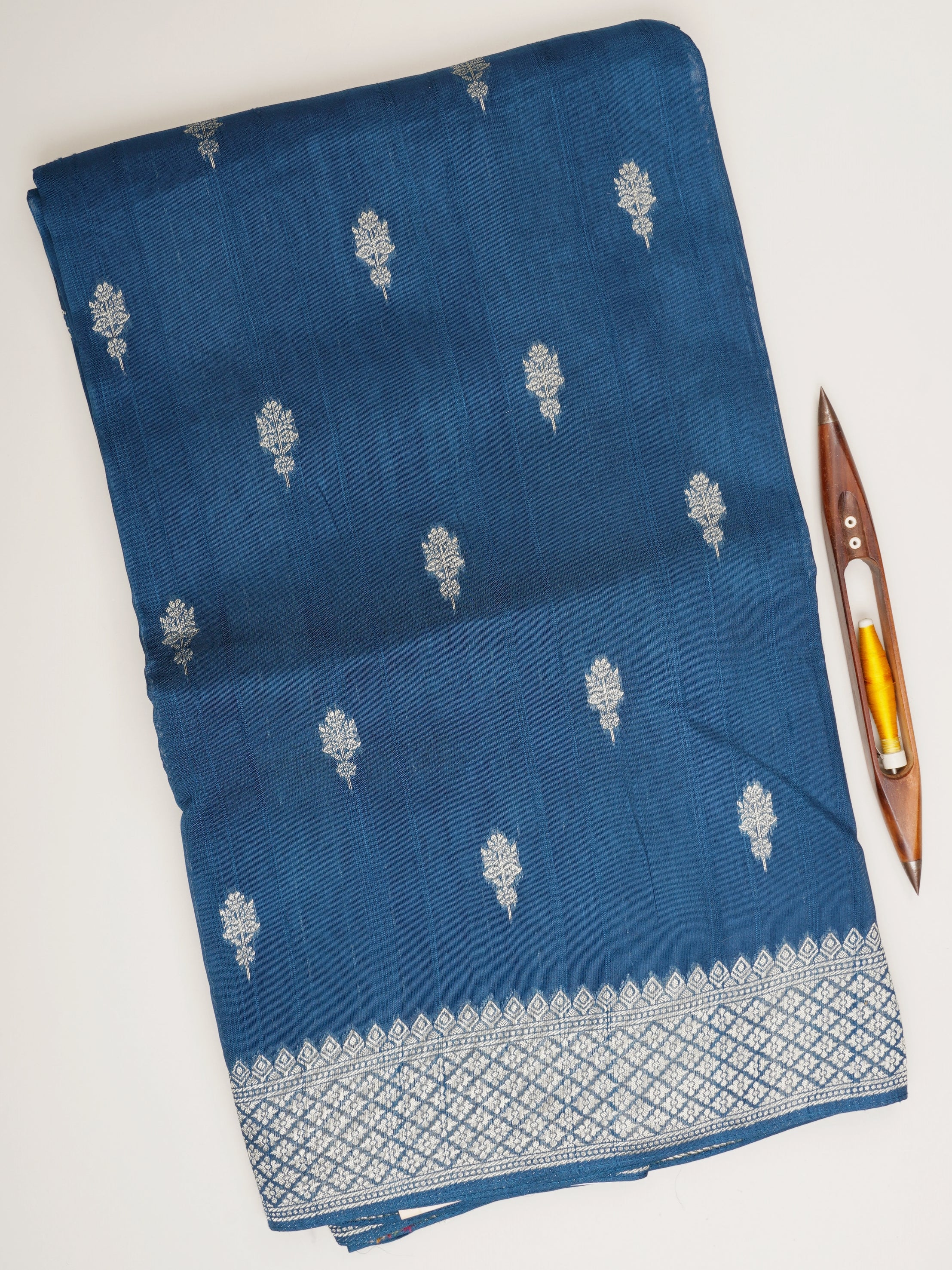 Georgette Blue Tussar Georgette - Manoranjitham Weaves - Handloom Store