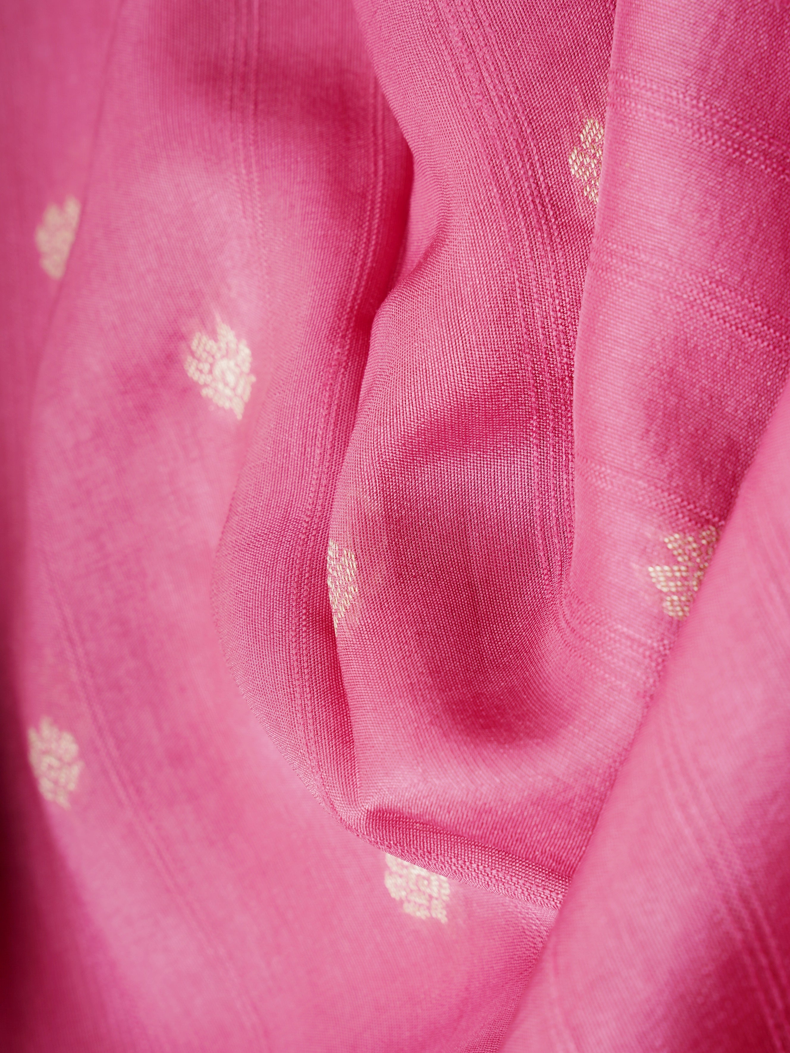 Georgette Pink Tussar Georgette - Manoranjitham Weaves - Handloom Store