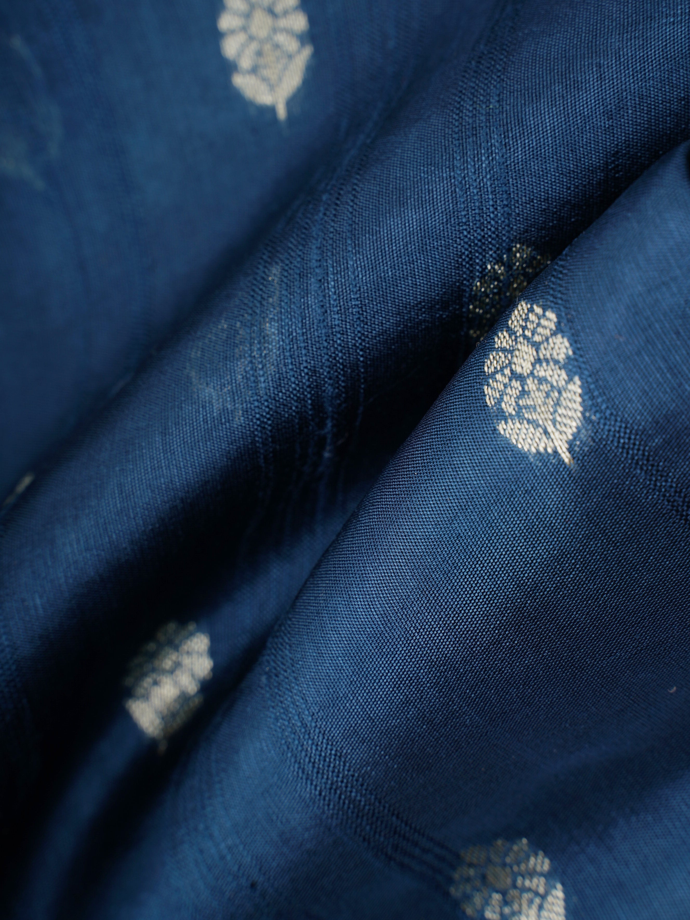 Georgette Blue Tussar Georgette - Manoranjitham Weaves - Handloom Store