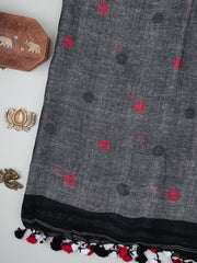 Linen Black 100% Pure Linen Manoranjitham Weaves - Handloom Store