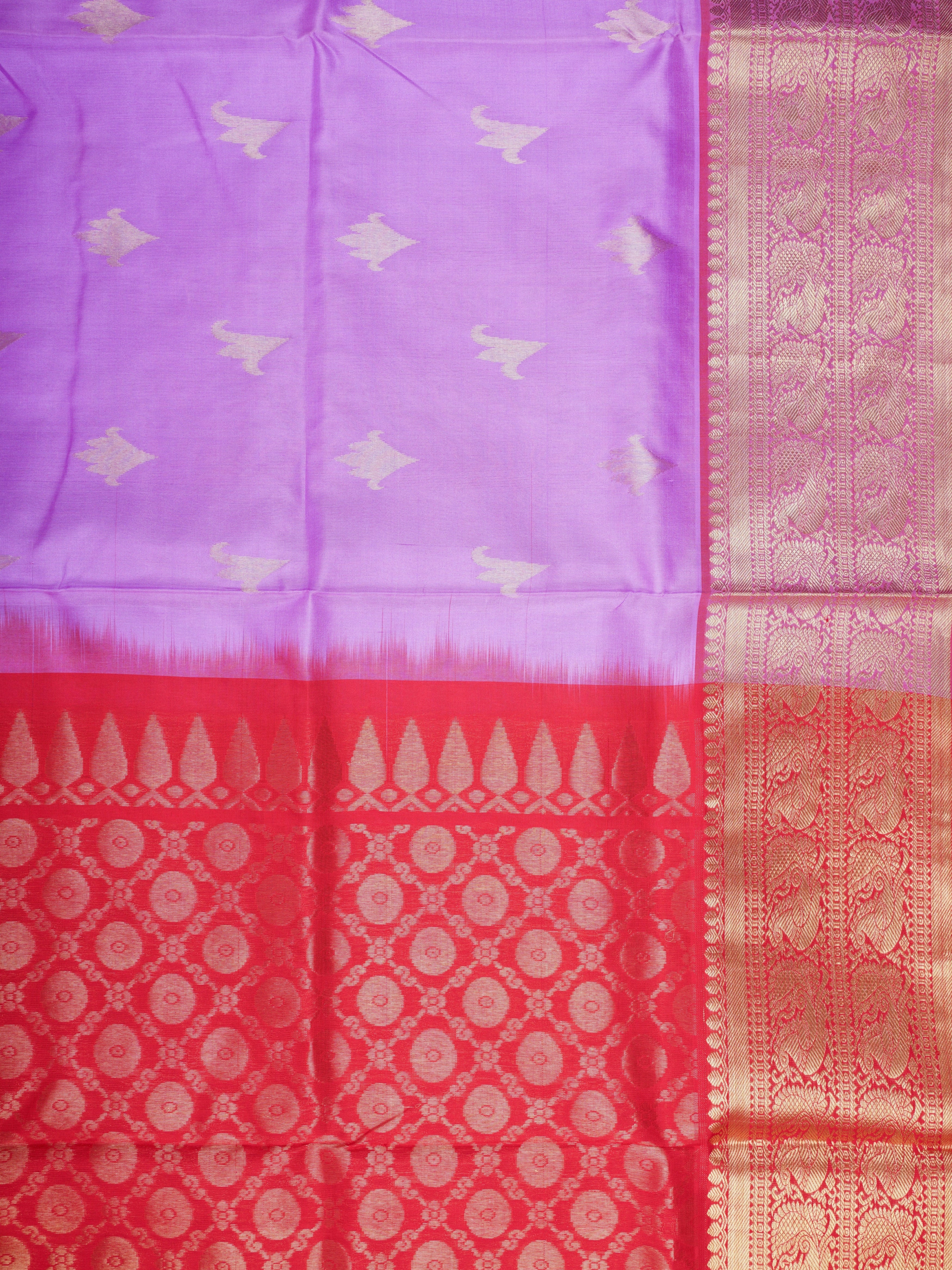 Venkatagiri Silk Purple 100% Pure Silk  - Manoranjitham Weaves - Handloom Store