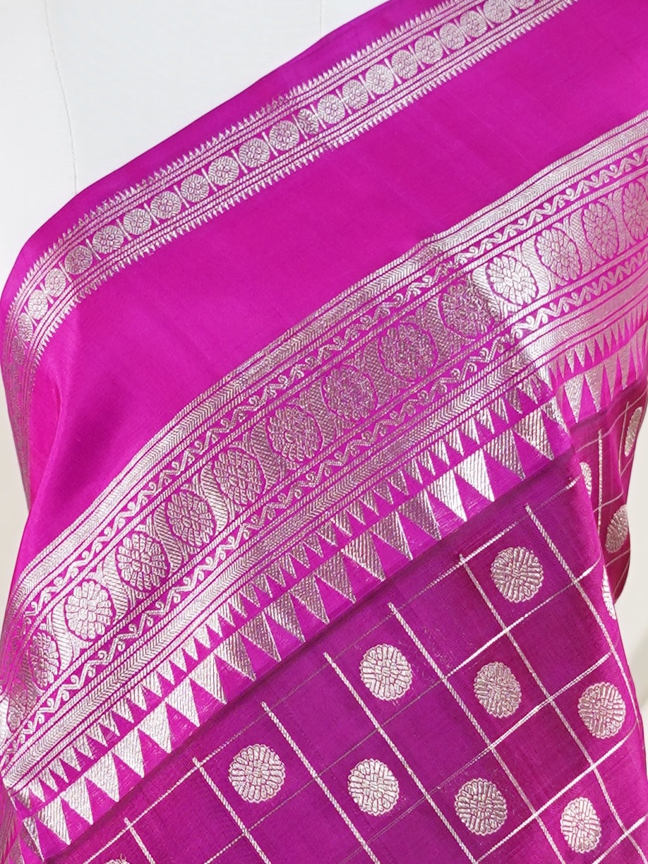 Venkatagiri Silk Purple 100% Pure Silk  - Manoranjitham Weaves - Handloom Store