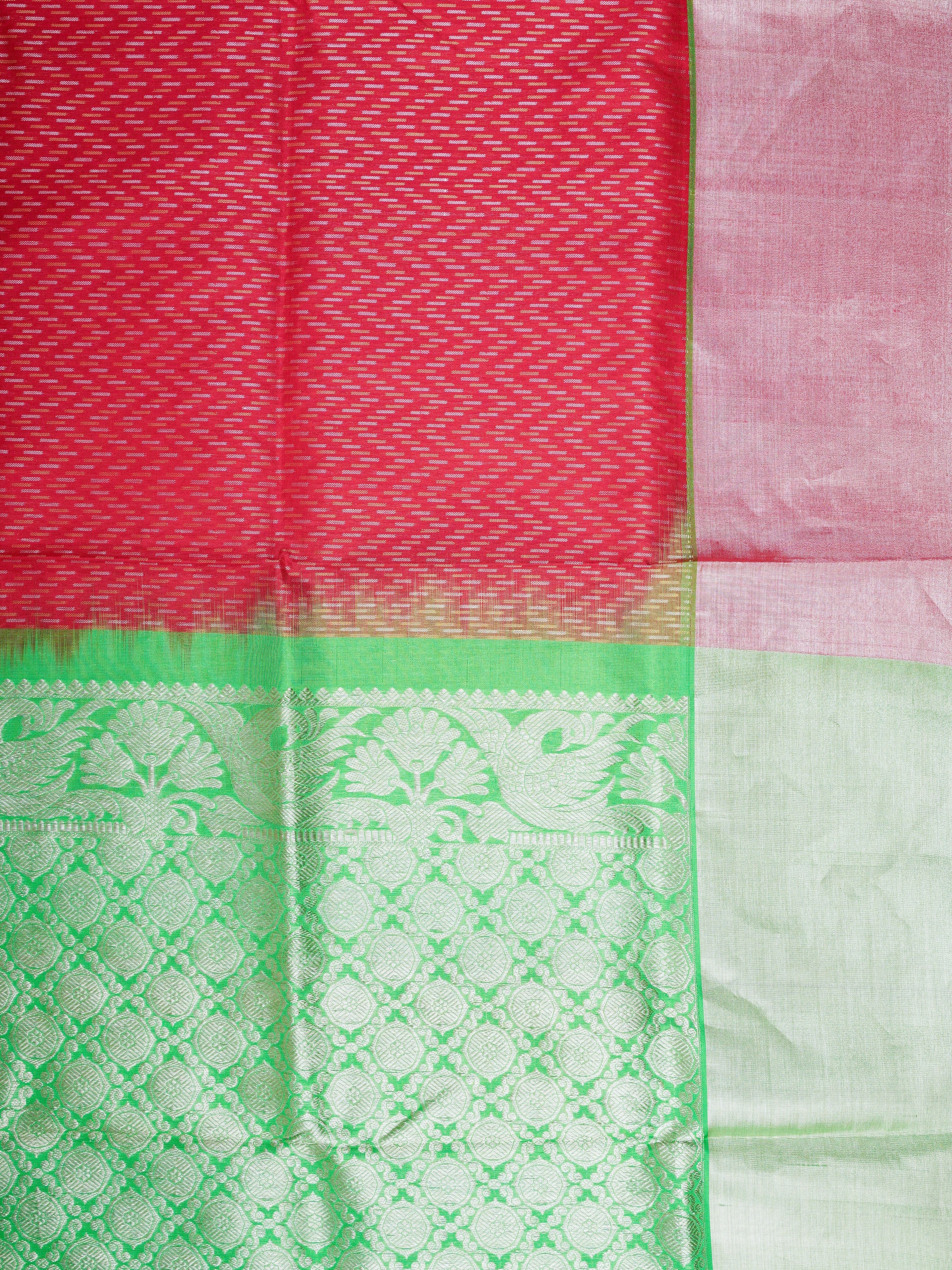 Venkatagiri Silk Red 100% Pure Silk  - Manoranjitham Weaves - Handloom Store