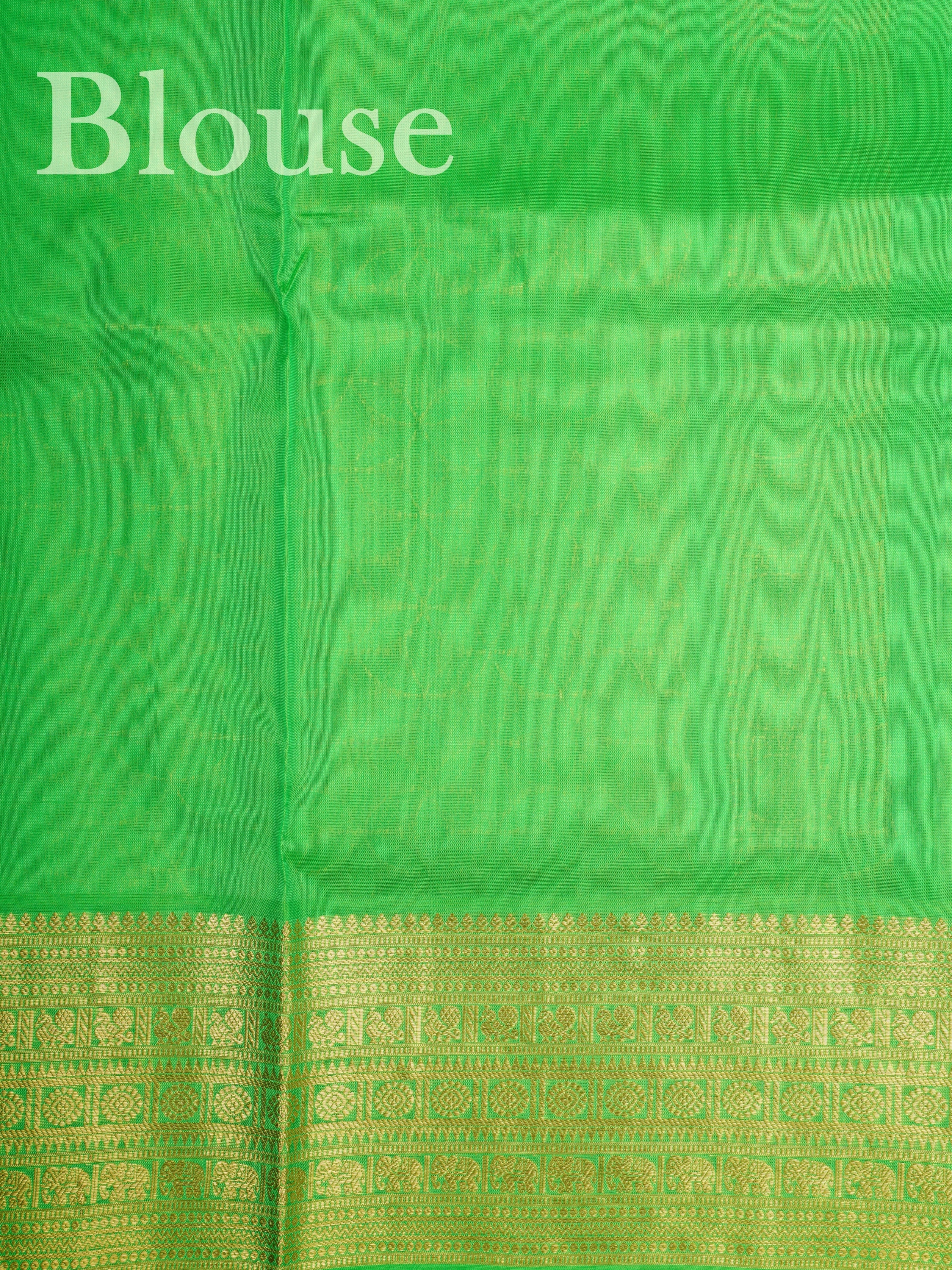 Venkatagiri Silk Creamish Green 100% Pure Silk  - Manoranjitham Weaves - Handloom Store