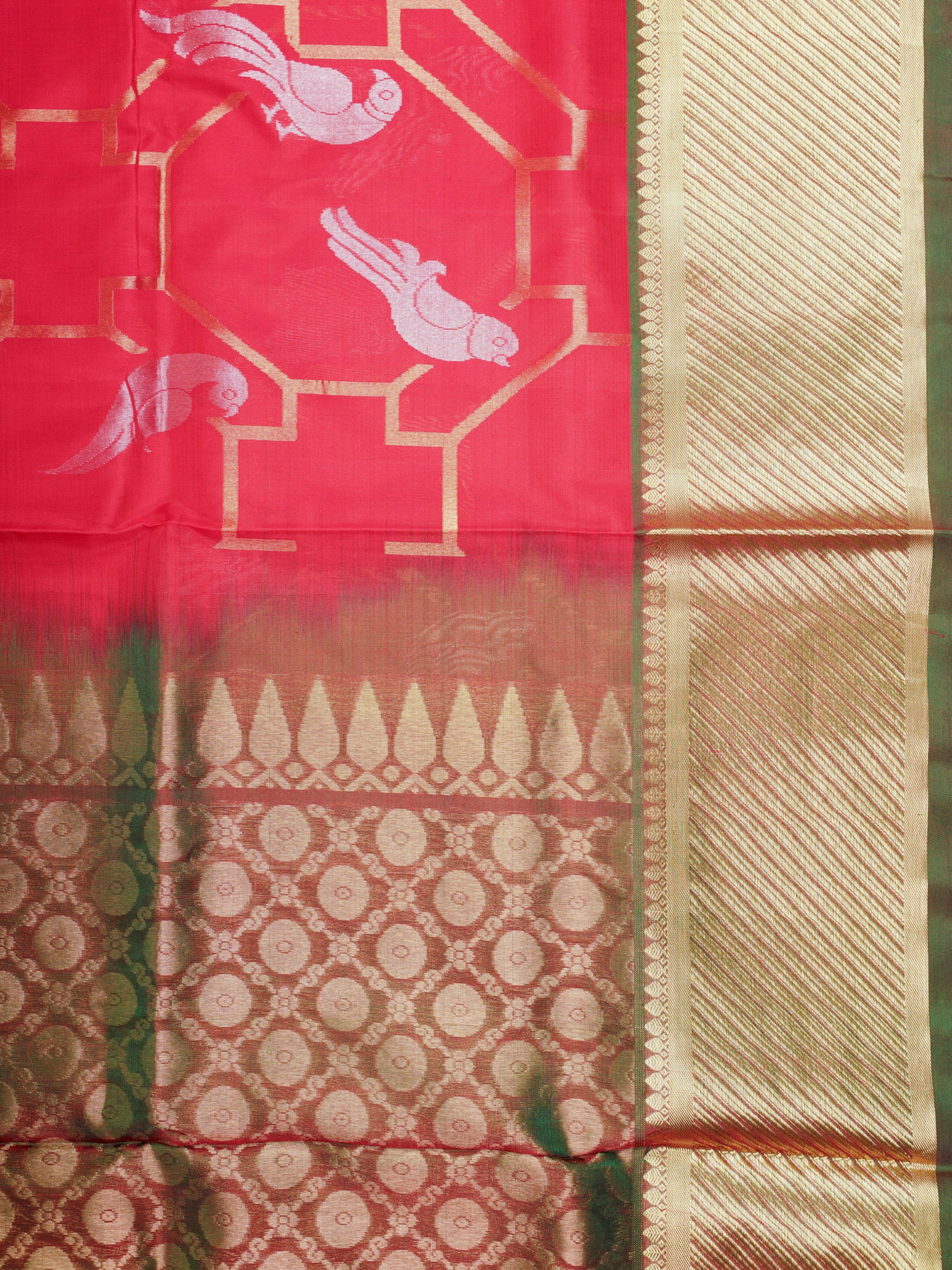 Venkatagiri Silk Red 100% Pure Silk  - Manoranjitham Weaves - Handloom Store