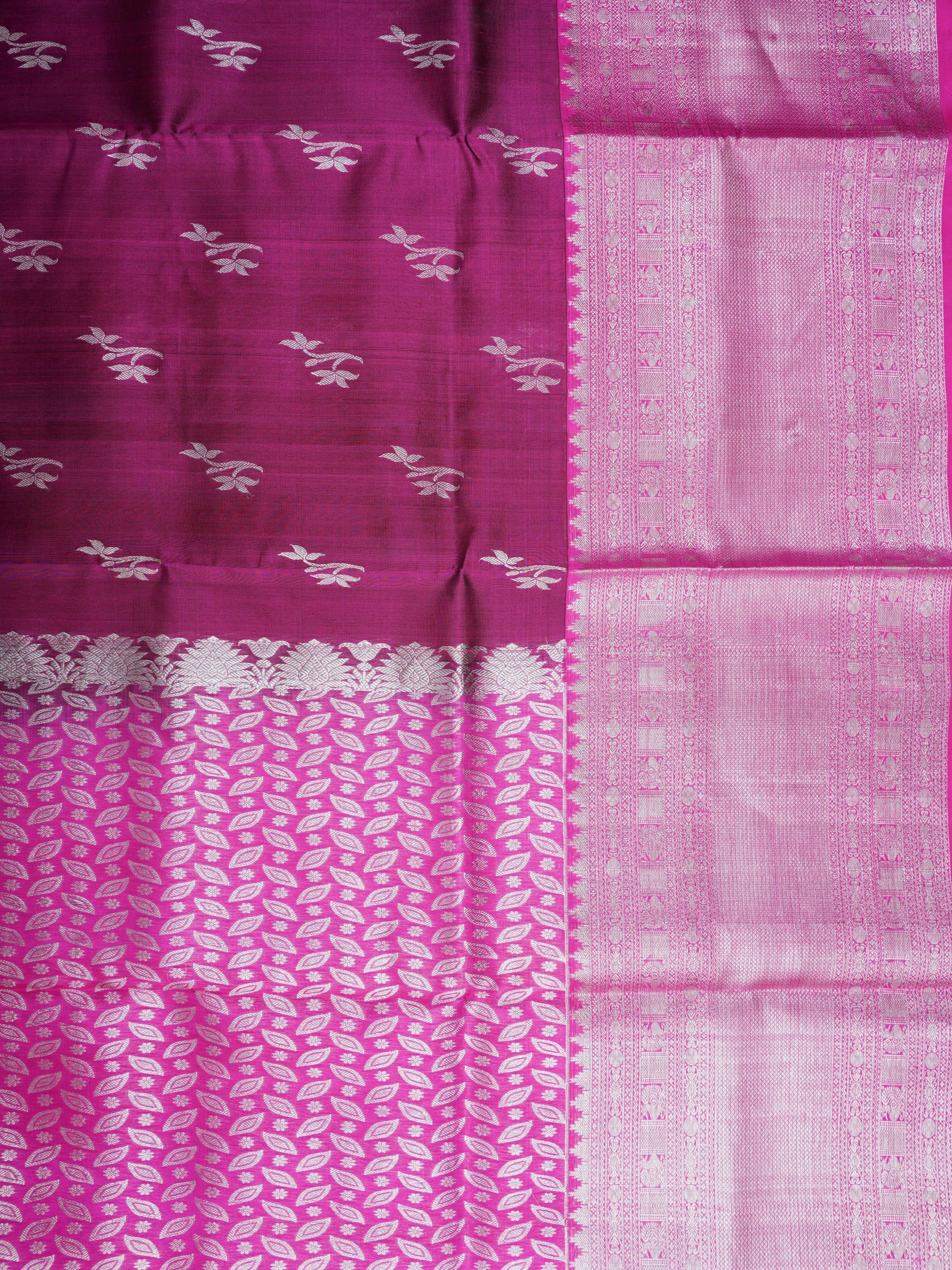 Venkatagiri Silk Maroon Pink 100% Pure Silk  - Manoranjitham Weaves - Handloom Store