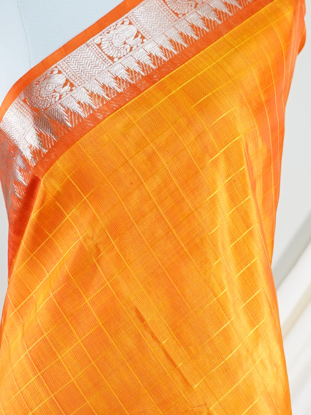 Venkatagiri Silk Mustad Yellow 100% Pure Silk  - Manoranjitham Weaves - Handloom Store