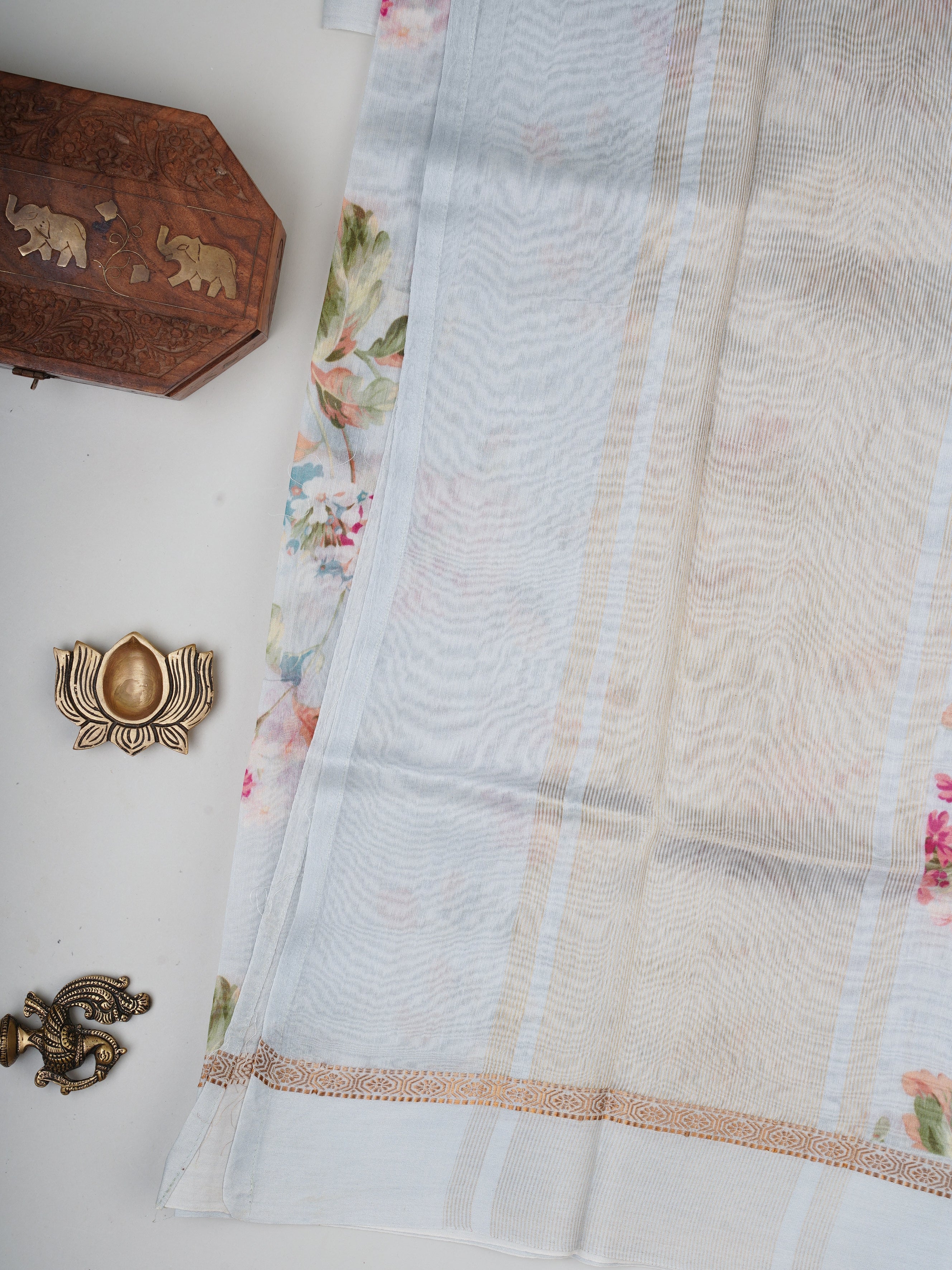 Cotton Powder Blue Silk Cotton Manoranjitham Weaves - Handloom Store