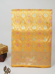 Katan Mustard Yellow 100% Pure Katan Silk Manoranjitham Weaves - Handloom Store