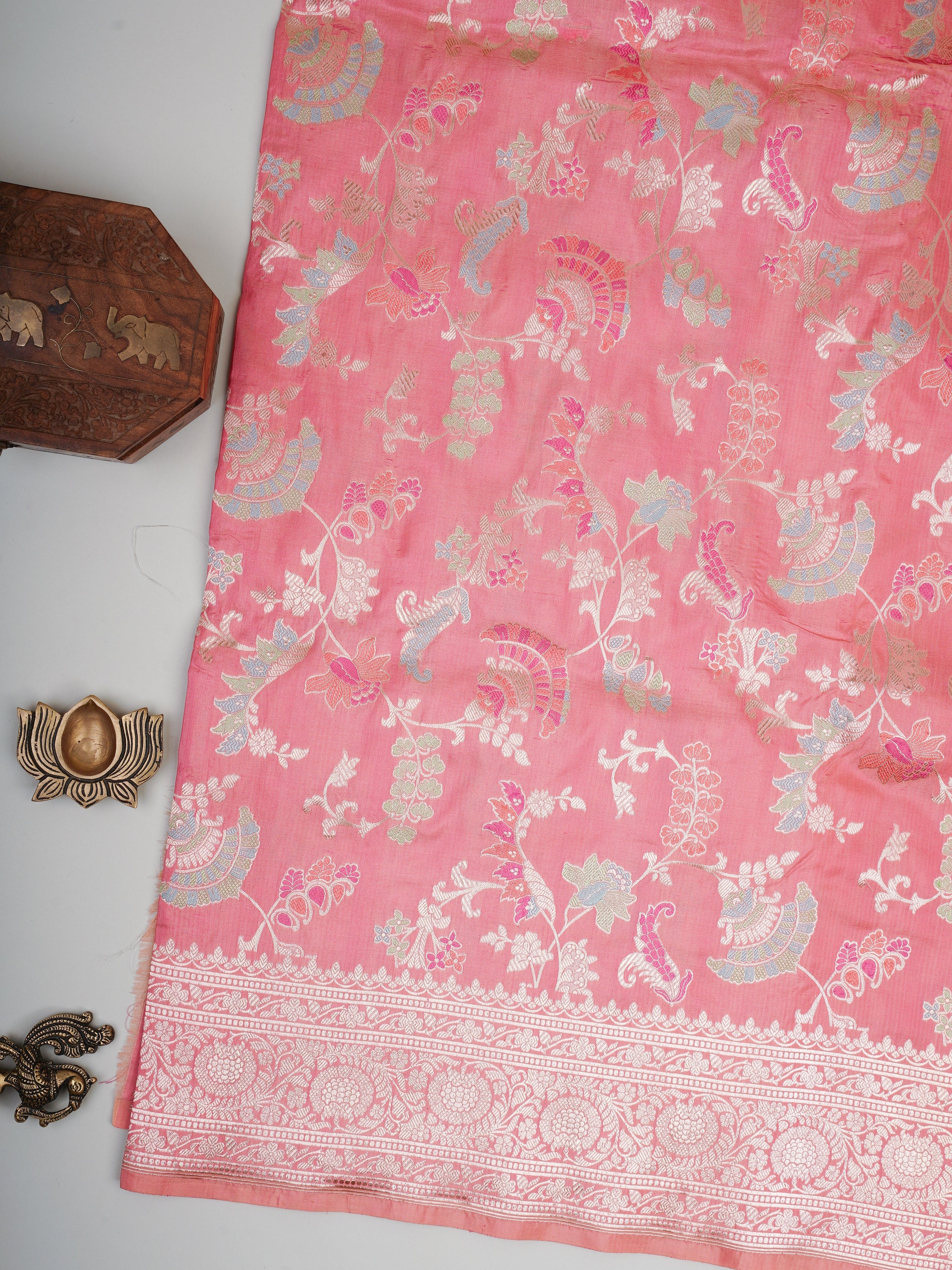 Katan Light Pink 100% Pure Katan Silk Manoranjitham Weaves - Handloom Store