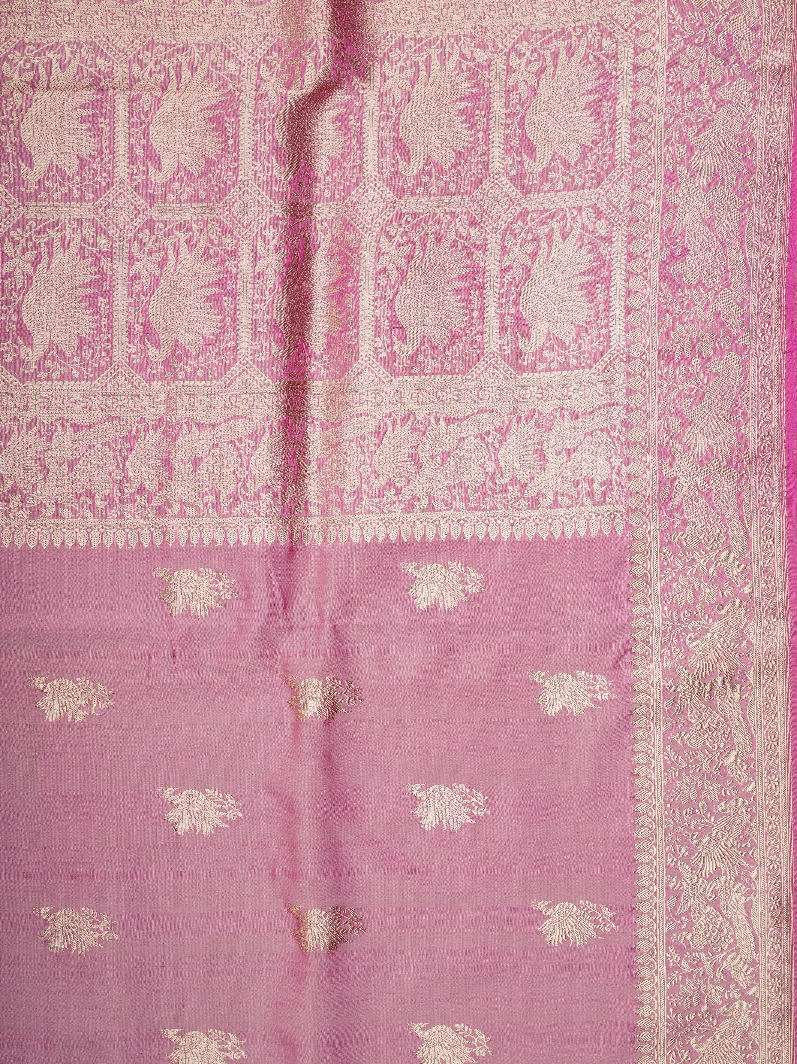 Katan Light Pink 100% Pure Katan Silk Manoranjitham Weaves - Handloom Store