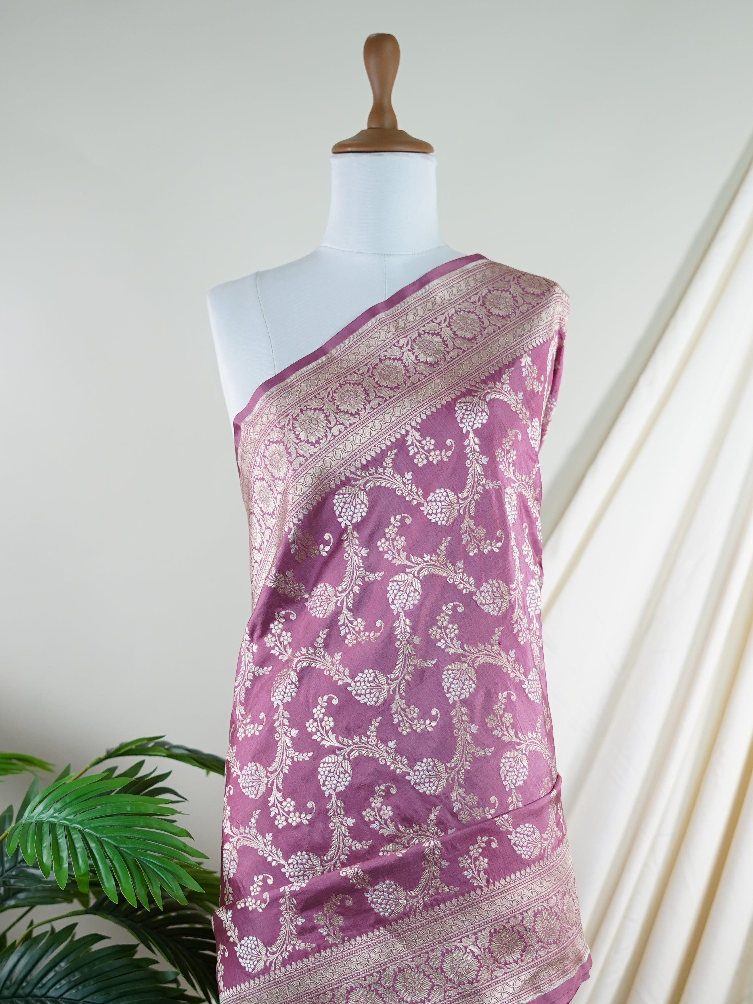 Katan Dark Red  100% Pure Katan Silk - Manoranjitham Weaves - Handloom Store