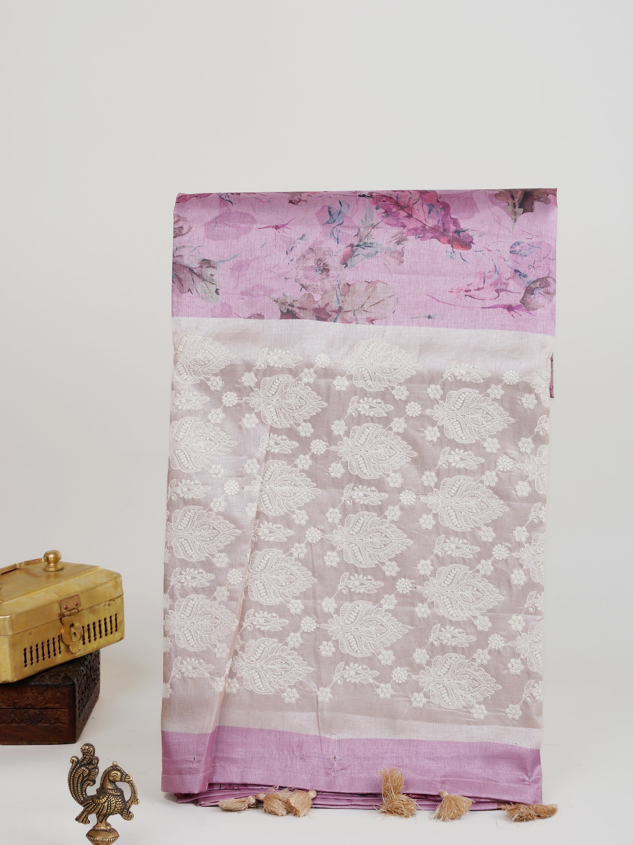 Katan Cream Semi Silk - Manoranjitham Weaves - Handloom Store